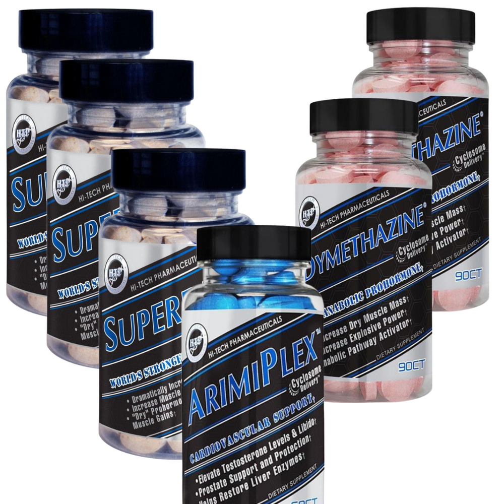 Collection of supplement bottles from Hi-Tech Pharmaceuticals on a white background
