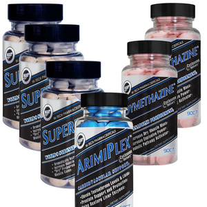 Collection of supplement bottles from Hi-Tech Pharmaceuticals on a white background
