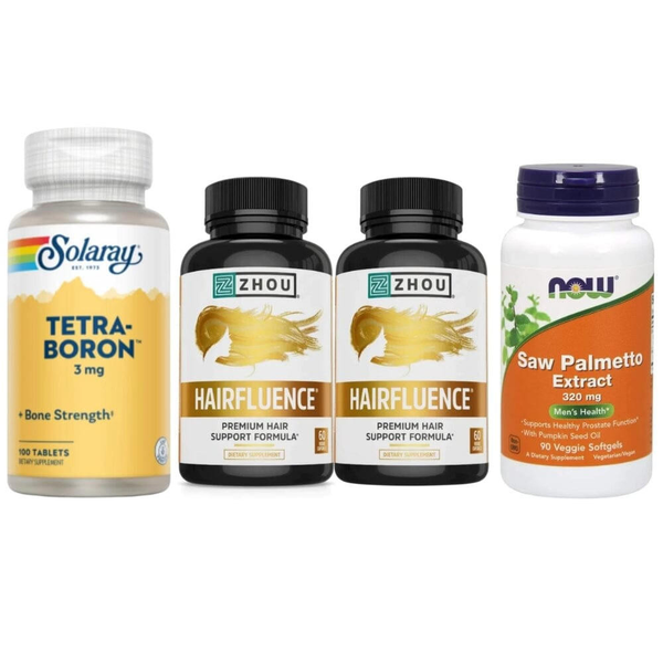 Four supplement bottles from Solaray, Zhou, and Now on a white background