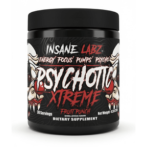 Insane Labz Psychotic Xtreme dietary supplement container on a white background