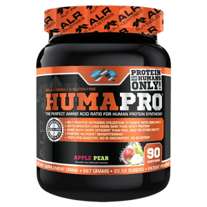 ALRI (ALR Industries) Humapro 90 Servings in the apple pear flavor on a white background.