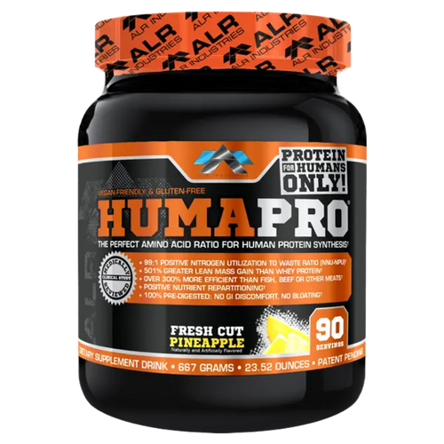 ALRI (ALR Industries) Humapro 90 Servings in the fresh cut pineapple flavor on a white background.