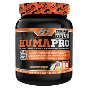 ALRI (ALR Industries) Humapro 90 Servings in the passion fruit flavor on a white background.
