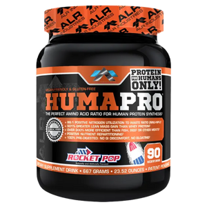 ALRI (ALR Industries) Humapro 90 Servings in the rocket pop flavor on a white background.
