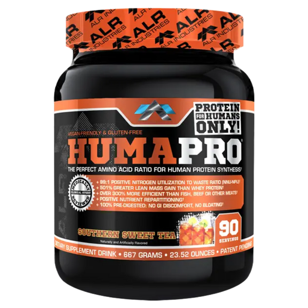 ALRI (ALR Industries) Humapro 90 Servings in the southern sweet tea flavor on a white background.