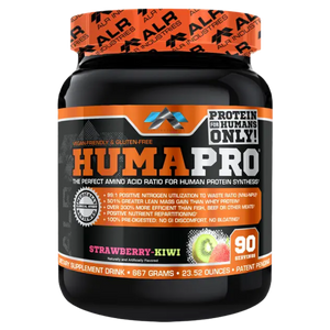 ALRI (ALR Industries) Humapro 90 Servings in the strawberry-kiwi flavor on a white background.