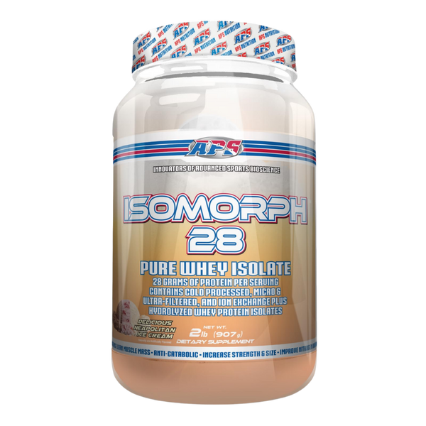 APS Nutrition Isomorph 28 2 Lbs in the delicious neapolitan ice cream flavor on a white background