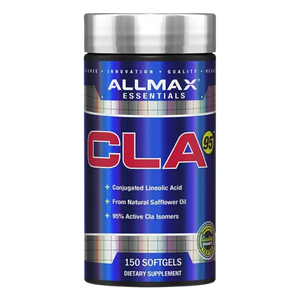 Allmax Nutrition CLA95 150 Softgels (Bonus Size) tub on a white background