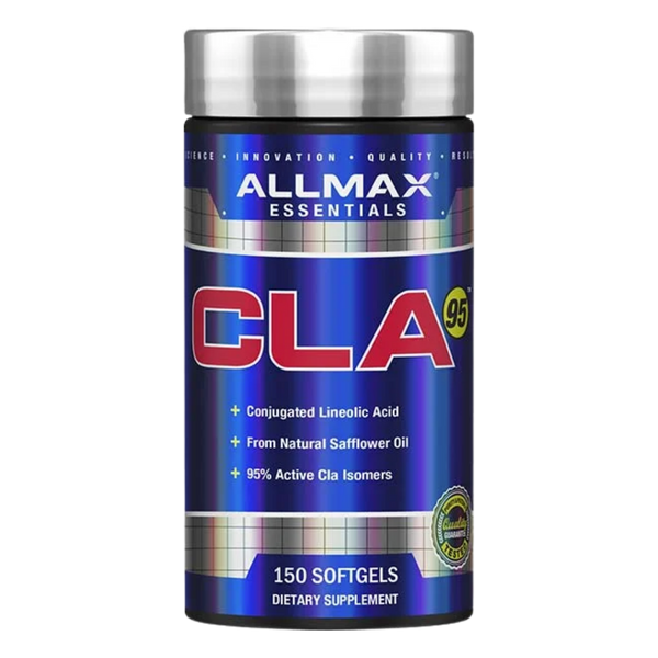 Allmax Nutrition CLA95 150 Softgels (Bonus Size) tub on a white background