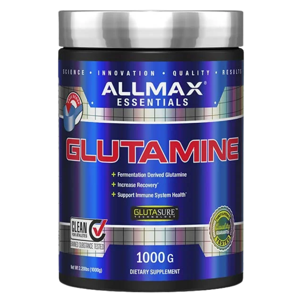 Allmax Nutrition Glutamine 1000 Grams tub on a white background