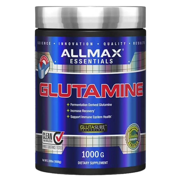 Allmax Nutrition Glutamine 1000 Grams tub on a white background