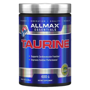 Allmax Nutrition Taurine 400 Grams tub on a white background