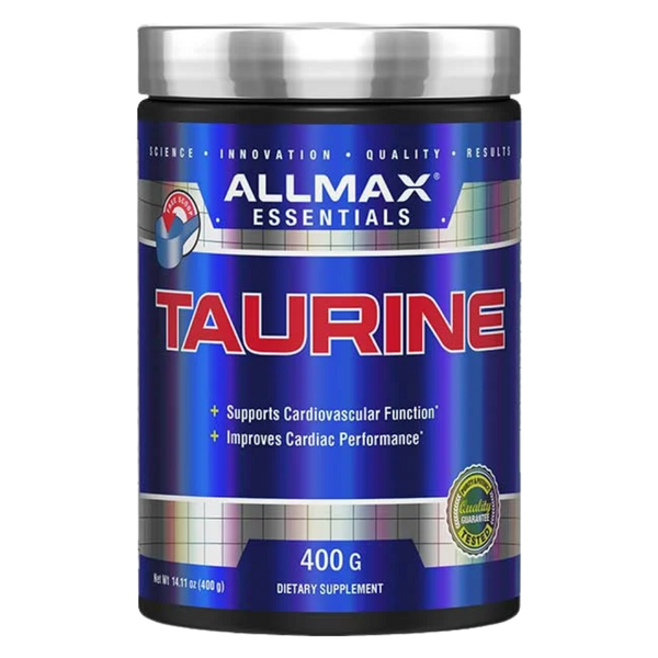 Allmax Nutrition Taurine 400 Grams tub on a white background