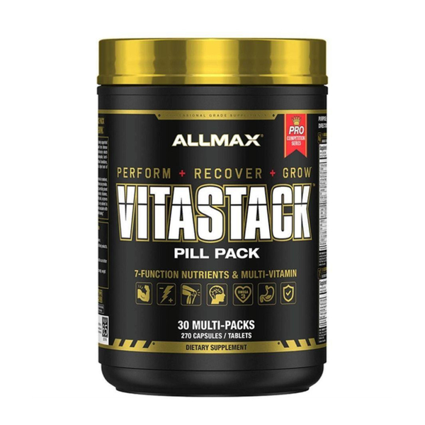 Allmax Vitastack pill pack container on a white background