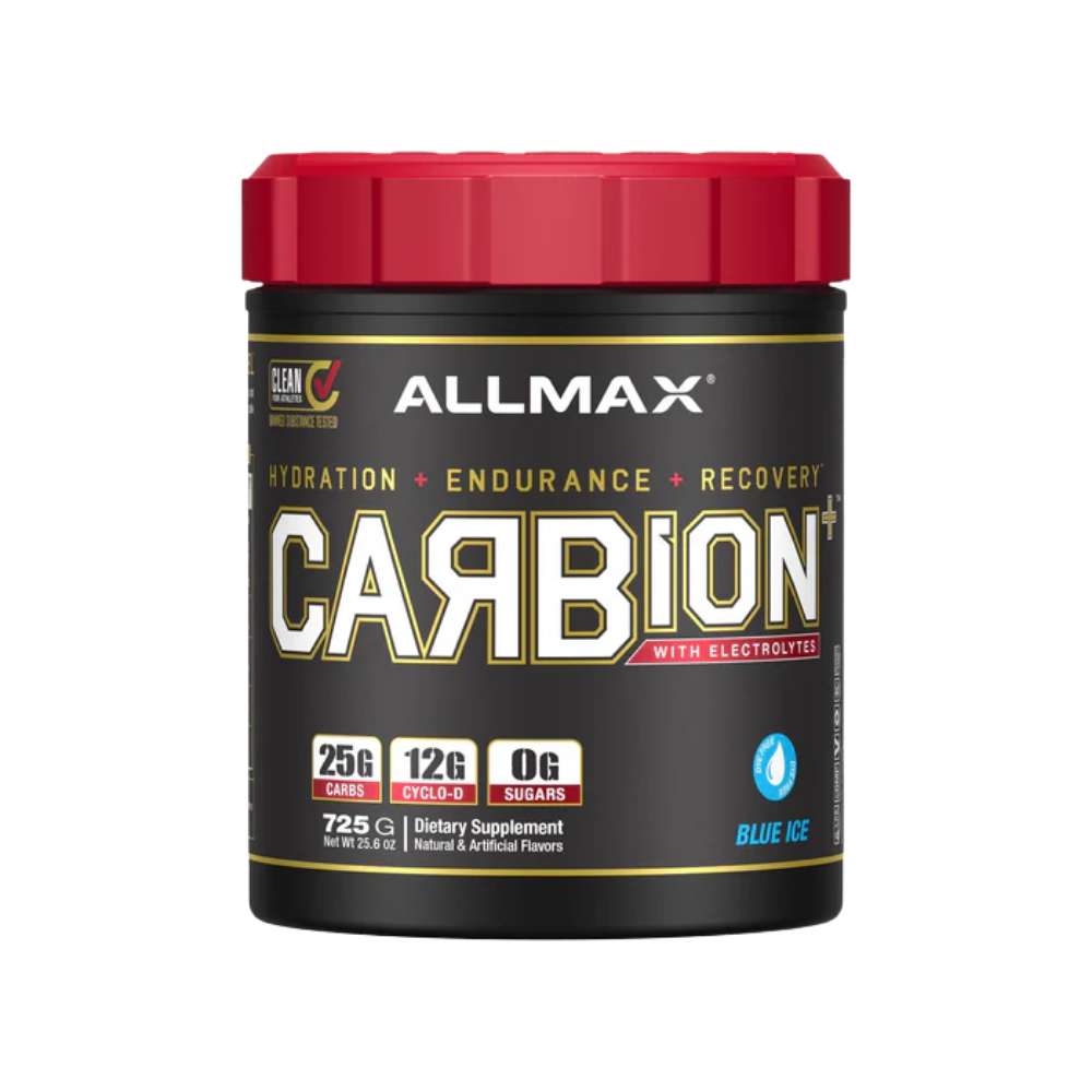Allmax Nutrition Carbion 1.6lbs in the blue ice flavor on a white background