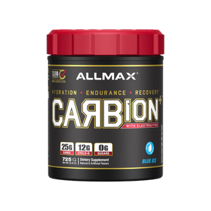 Allmax Nutrition Carbion 1.6lbs in the blue ice flavor on a white background