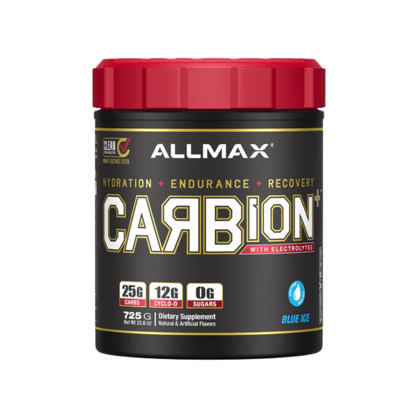 Allmax Nutrition Carbion 1.6lbs in the blue ice flavor on a white background