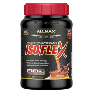 Allmax ISO FLEX protein supplement bottle on a white background