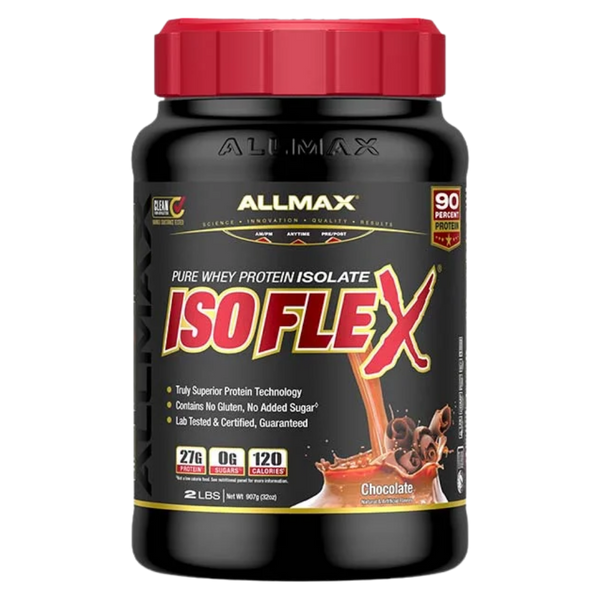 Allmax ISO FLEX protein supplement bottle on a white background
