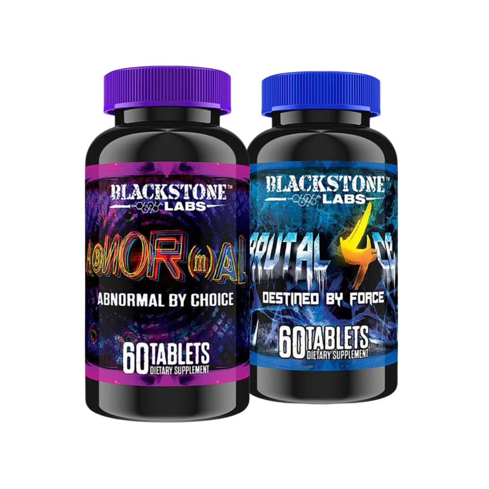 A bottle of Blackstone Labs Abnormal and Brutal 4ce on a white background.