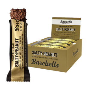 Barebells Salty Peanut protein bar packaging on a white background