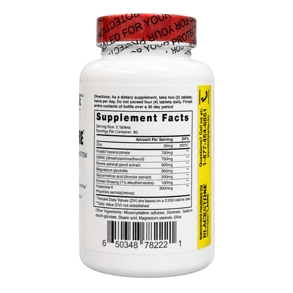  Blackstone Labs Adrenal Care 120 Tablets supplement facts on bottle.