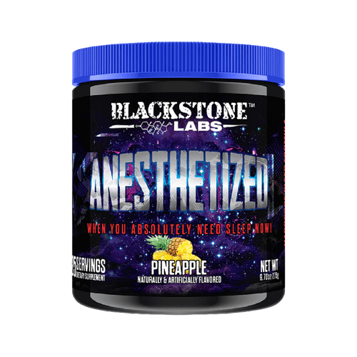 Blackstone Labs Anesthetized supplement container in the pineapple flavor on a white background