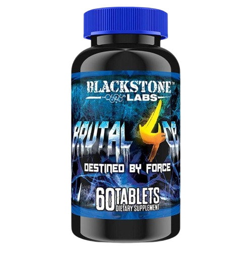 Blackstone Labs Brutal 4 dietary supplement bottle on a white background