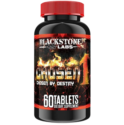 Blackstone Labs 'Chosen 1' dietary supplement bottle on a white background