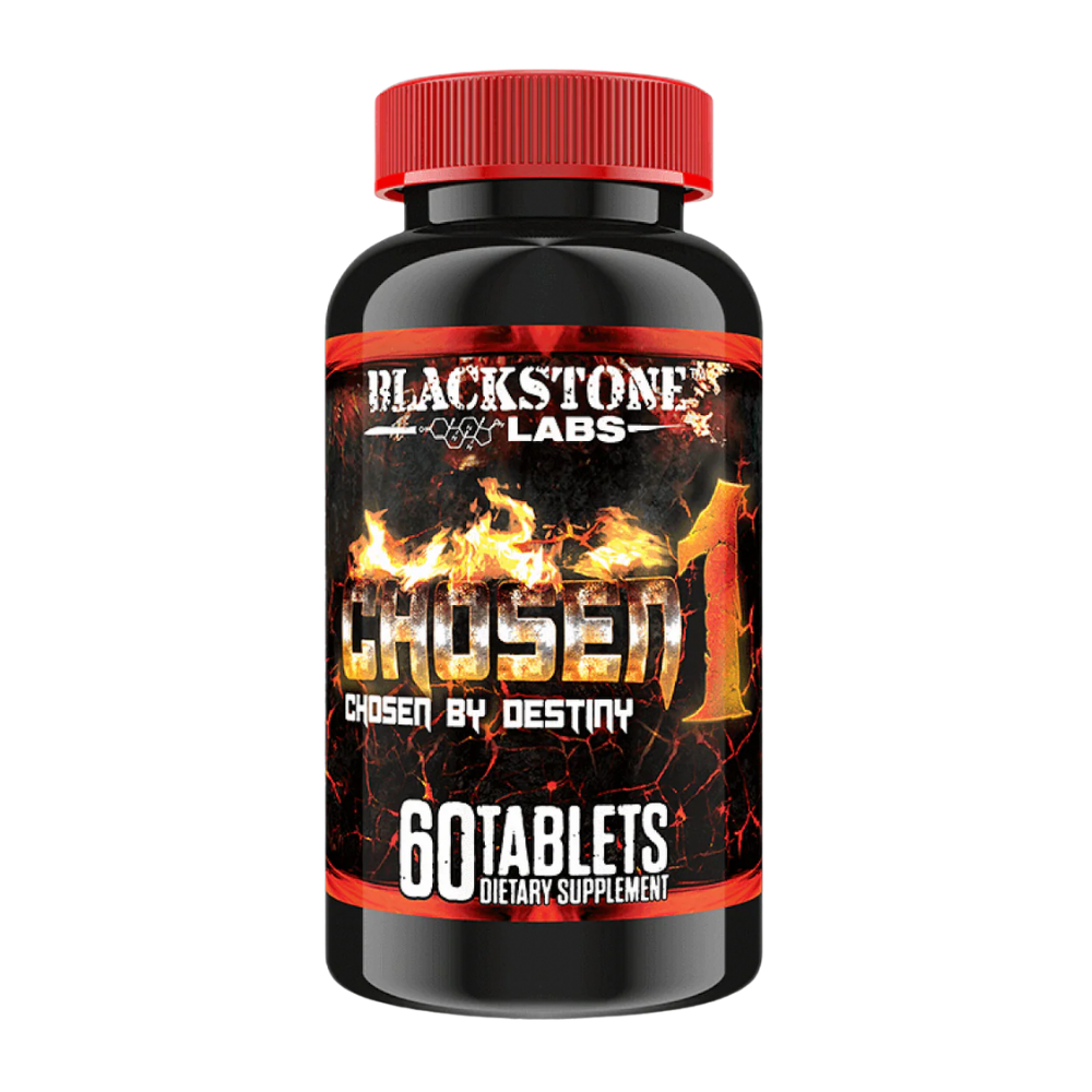 Blackstone Labs Chosen 1 supplement bottle on a white background.