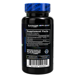 Blackstone Labs Epi Cat supplement facts on the bottle on a white background