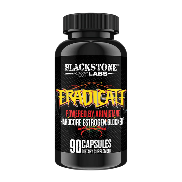 Blackstone Labs Eradicate supplement bottle on a white background