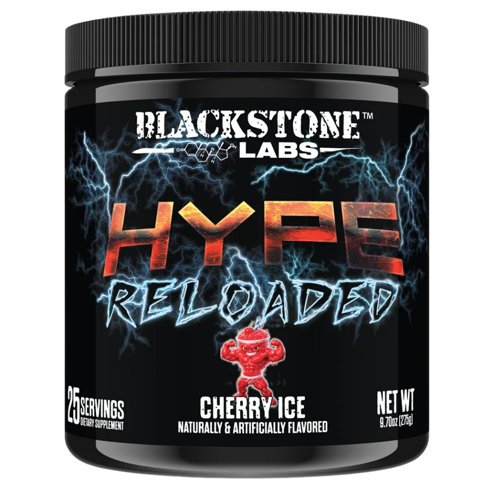 Blackstone Labs Hype Reloaded in the Cherry Ice flavor on a white background