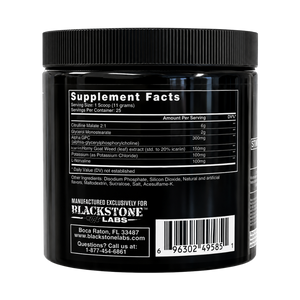 Blackstone Labs Hype Reloaded supplement facts listed on the container on a white background