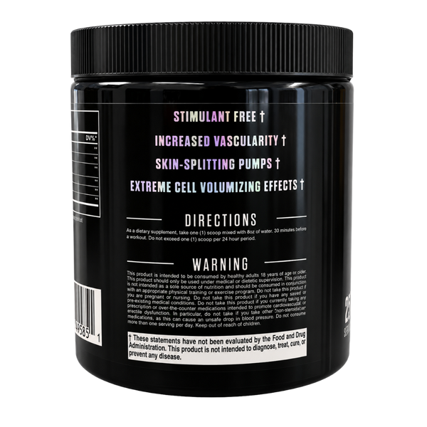 Blackstone Labs Hype Reloaded information about the product listed on the container on a white background
