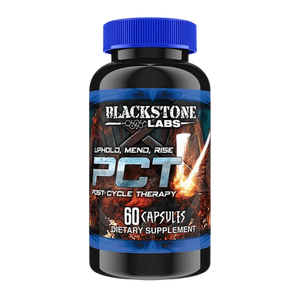 Blackstone Labs PCT Post Cycle Therapy supplement bottle on a white background