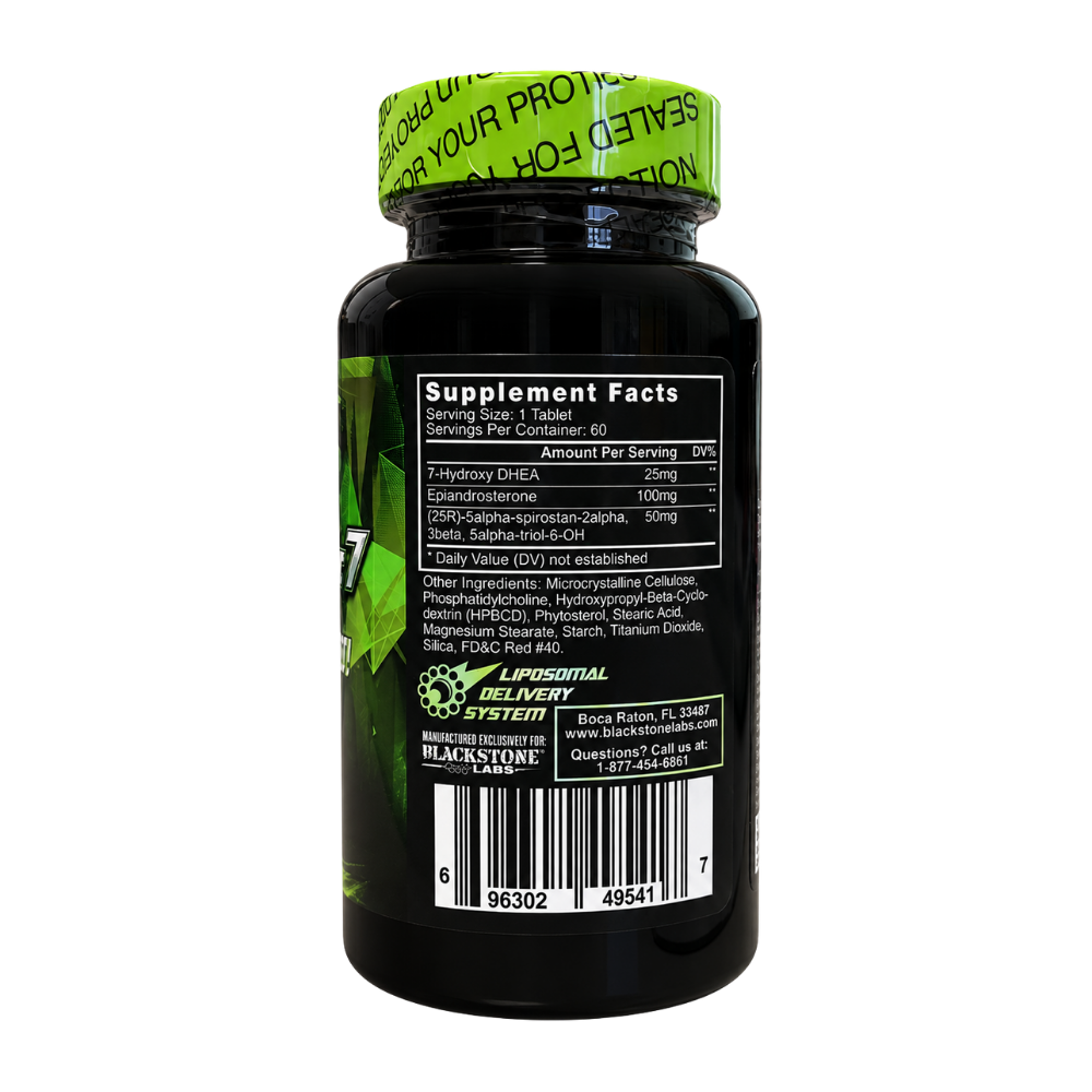 Supplement bottle labeled 'Blackstone Labs SuperStable' with green cap on a white background