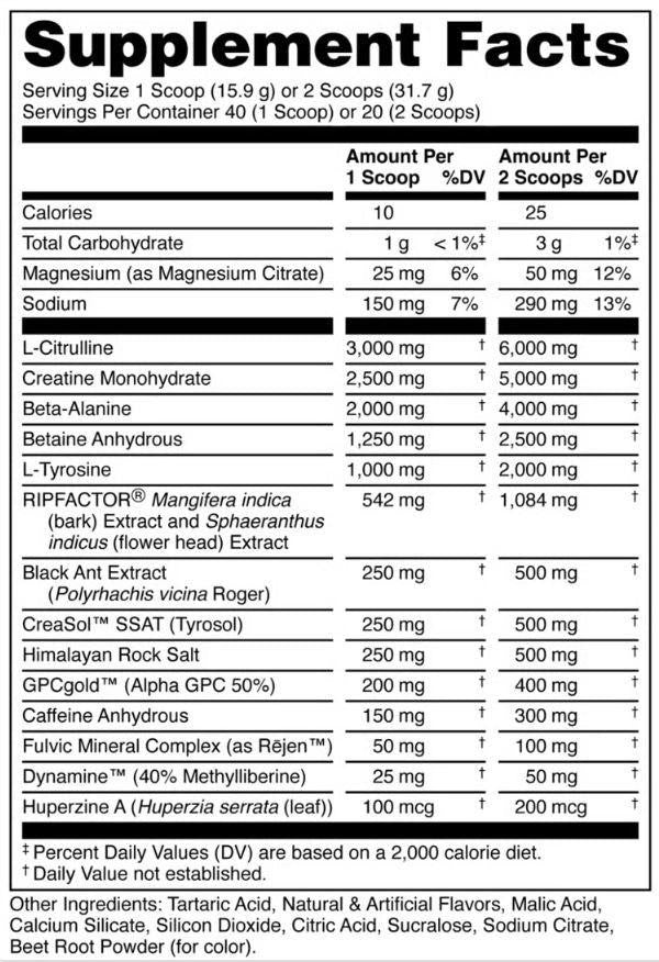  Bucked Up Black Ant Pre Workout 20 Servings 
