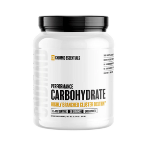 Supplement container labeled 'Performance Carbohydrate' by Condemned Labz on a white background