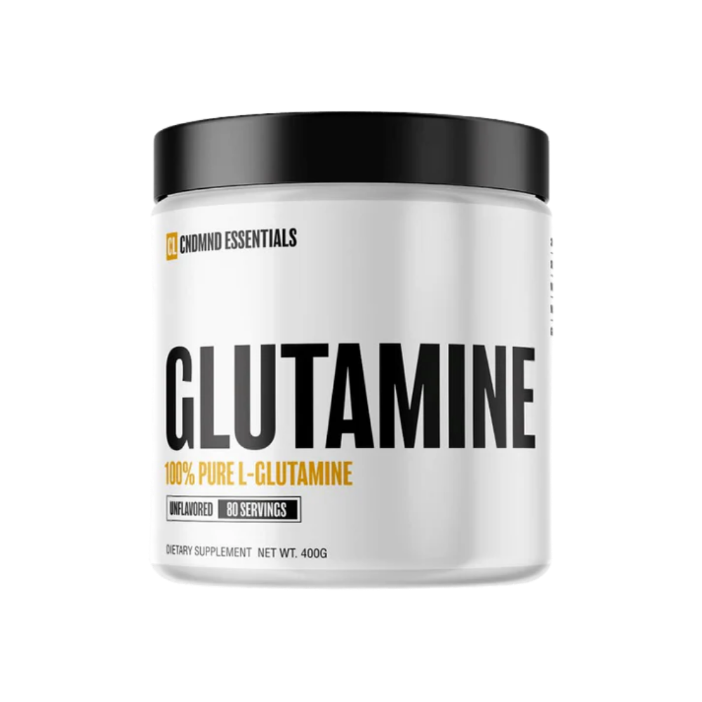 A tub of Condemned Labz Glutamine 80 Servings on a white background.