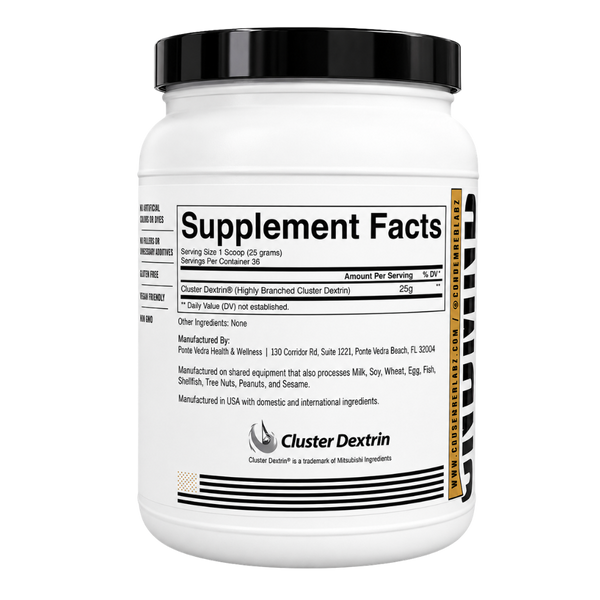 Supplement container with 'Supplement Facts' label on a white background