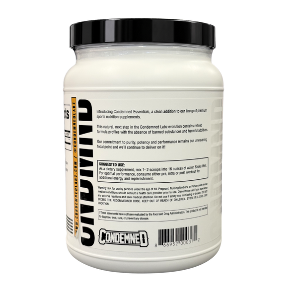 Supplement container with label of suggested use and warnings on a white background