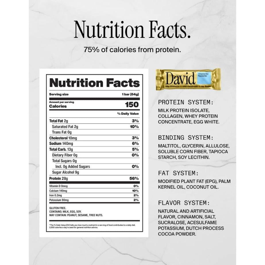 David Bars Protein Bars 12 Box 