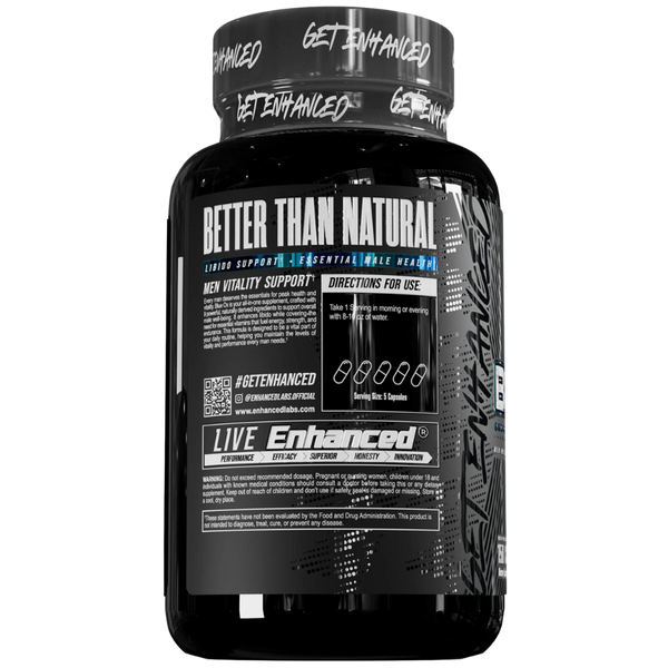 Enhanced Blue Ox 150 Capsules product information listed on the back of the bottle on a white background