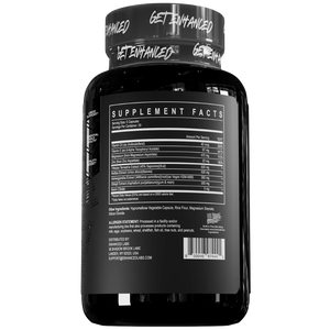 Enhanced Blue Ox 150 Capsules supplement facts on the side of the bottle on a white background