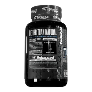 Enhanced Tudca+ 60 Capsules product information on the side of the bottle on a white background
