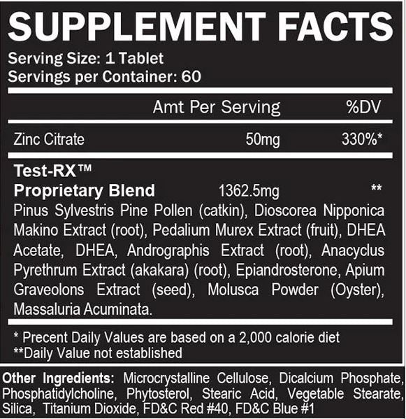  Formutech Nutrition Test-RX 60 Count supplement bottle on a white background