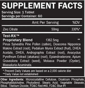  Formutech Nutrition Test-RX 60 Count supplement fact label 