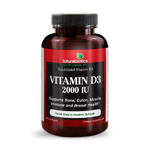  Futurebiotics Vitamin D-3 2000IU 120 Soft Gels | Bone & Colon Health 