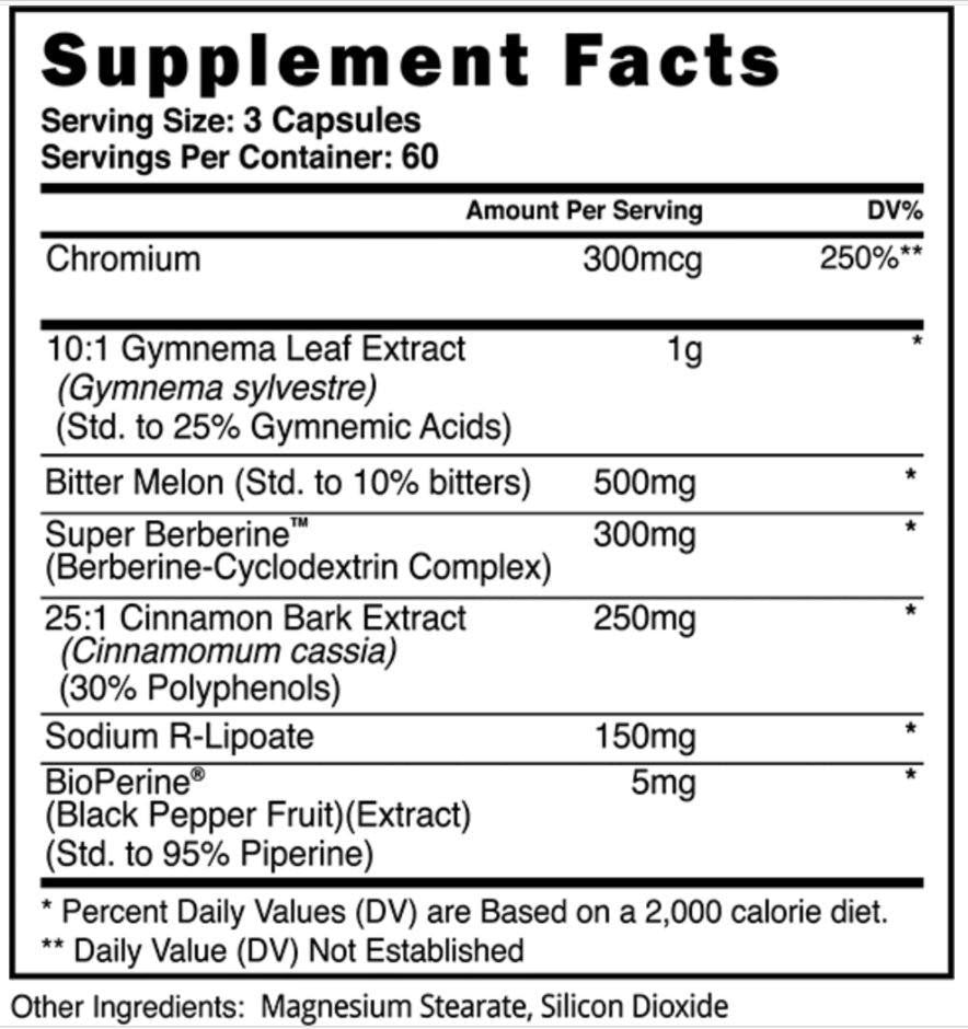 Blackstone Labs GlycoLog supplement bottle on a white background.
